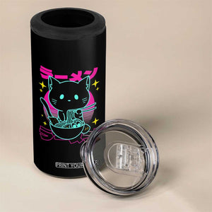 Kawaii Ramen Cat 4 in 1 Can Cooler Tumbler Retro Japanese Noodles Lover Anime Aesthetic TS02 Print Your Wear