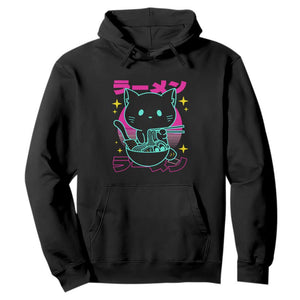 Kawaii Ramen Cat Hoodie Retro Japanese Noodles Lover Anime Aesthetic TS02 Black Print Your Wear