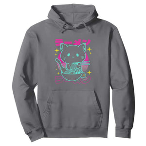Kawaii Ramen Cat Hoodie Retro Japanese Noodles Lover Anime Aesthetic TS02 Charcoal Print Your Wear