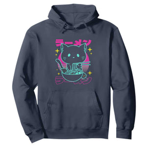 Kawaii Ramen Cat Hoodie Retro Japanese Noodles Lover Anime Aesthetic TS02 Navy Print Your Wear