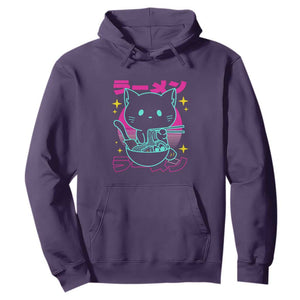 Kawaii Ramen Cat Hoodie Retro Japanese Noodles Lover Anime Aesthetic TS02 Purple Print Your Wear