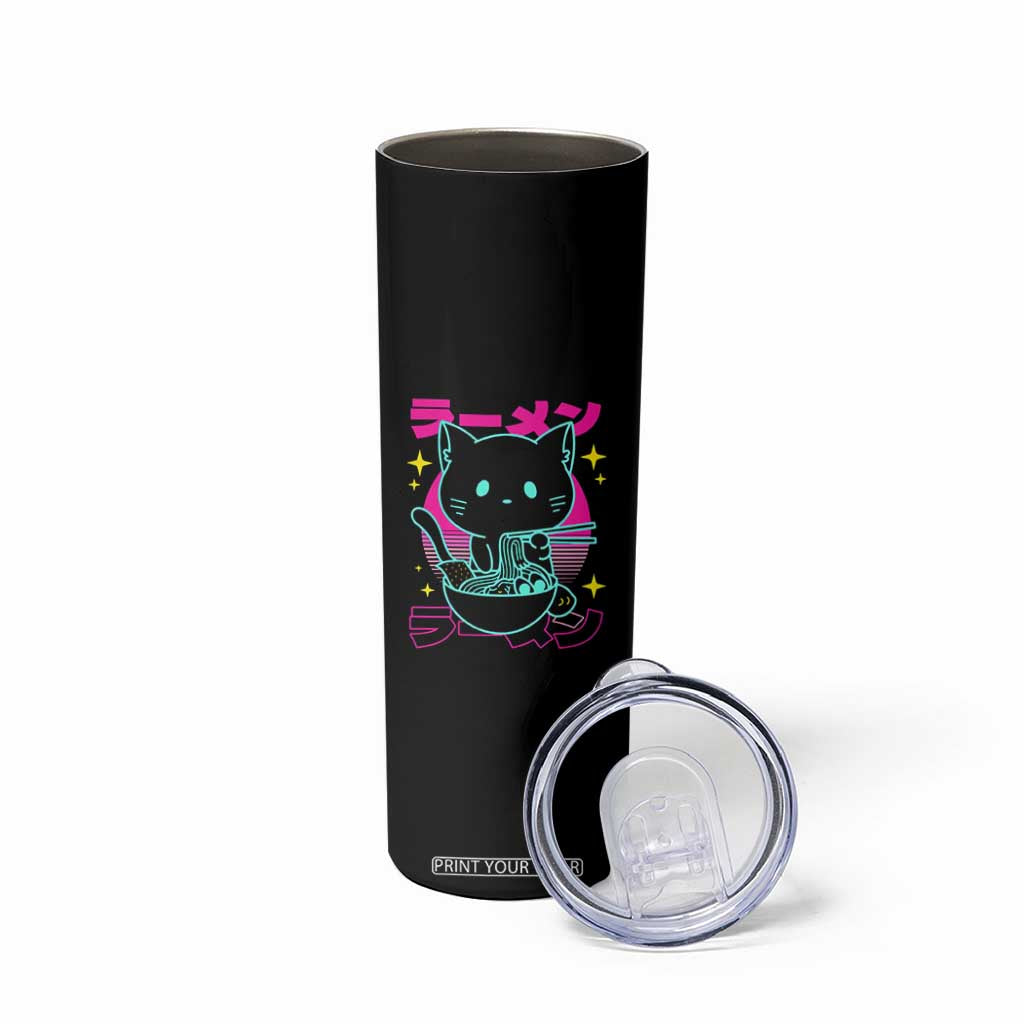 Kawaii Ramen Cat Skinny Tumbler Retro Japanese Noodles Lover Anime Aesthetic TS02 Print Your Wear