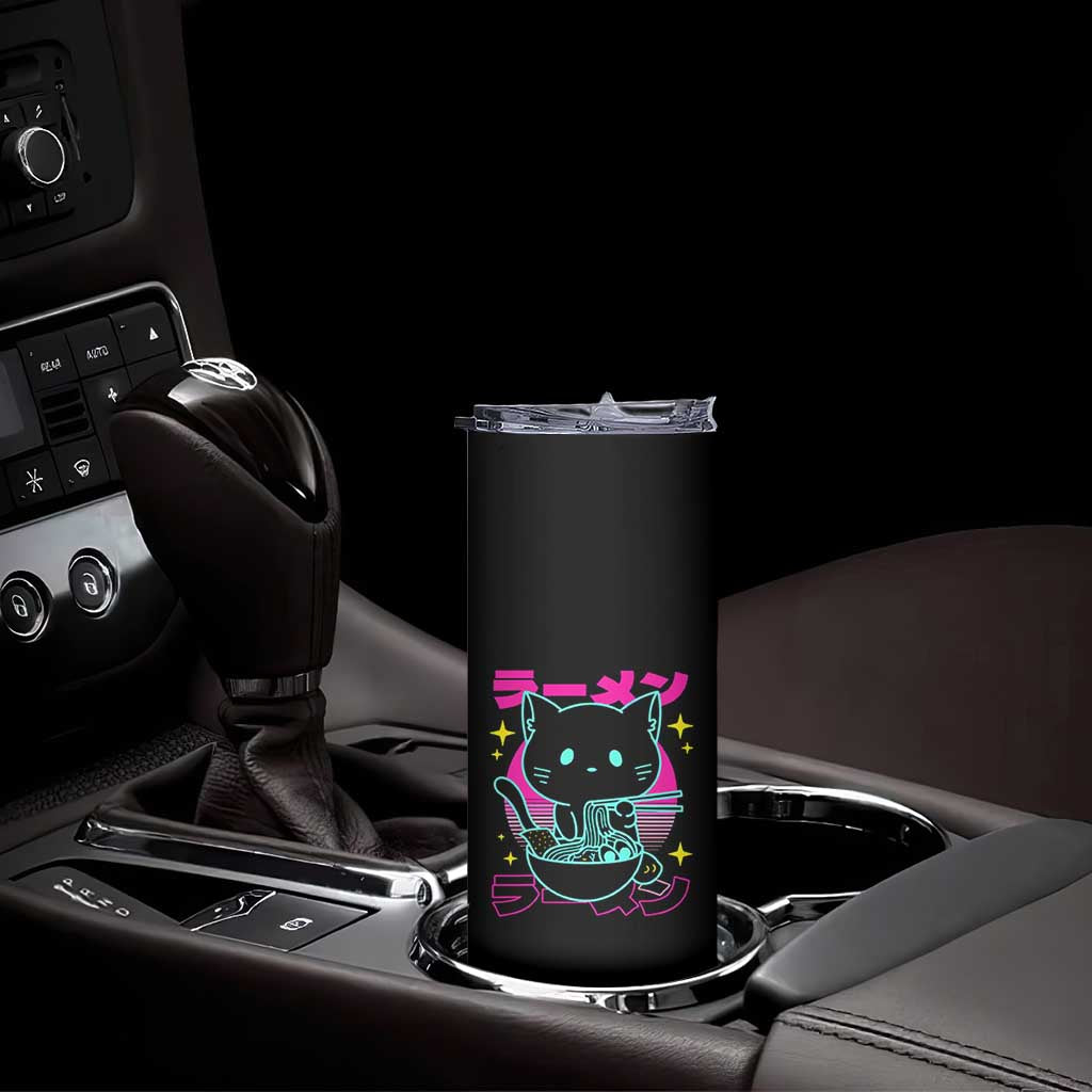 Kawaii Ramen Cat Skinny Tumbler Retro Japanese Noodles Lover Anime Aesthetic TS02 Print Your Wear