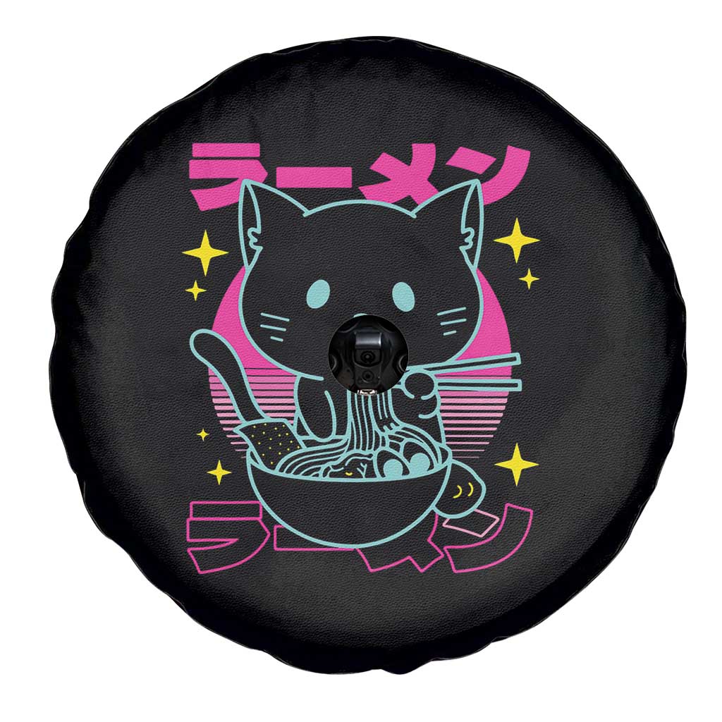 Kawaii Ramen Cat Spare Tire Cover Retro Japanese Noodles Lover Anime Aesthetic TS02 Print Your Wear