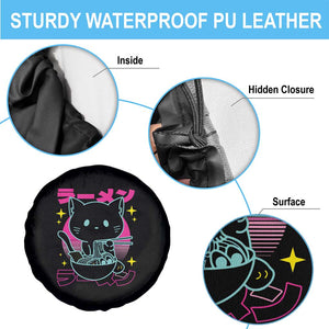Kawaii Ramen Cat Spare Tire Cover Retro Japanese Noodles Lover Anime Aesthetic TS02 Print Your Wear