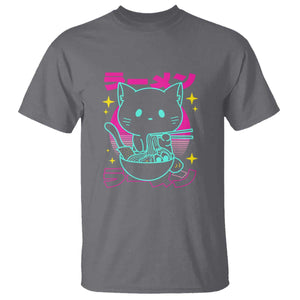 Kawaii Ramen Cat T Shirt Retro Japanese Noodles Lover Anime Aesthetic TS02 Charcoal Print Your Wear