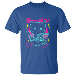 Kawaii Ramen Cat T Shirt Retro Japanese Noodles Lover Anime Aesthetic TS02 Royal Blue Print Your Wear