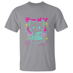 Kawaii Ramen Cat T Shirt Retro Japanese Noodles Lover Anime Aesthetic TS02 Sport Gray Print Your Wear