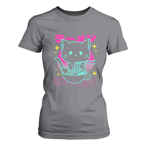 Kawaii Ramen Cat T Shirt For Women Retro Japanese Noodles Lover Anime Aesthetic TS02 Charcoal Print Your Wear