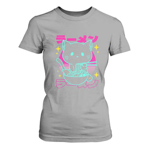 Kawaii Ramen Cat T Shirt For Women Retro Japanese Noodles Lover Anime Aesthetic TS02 Sport Gray Print Your Wear