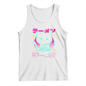 Kawaii Ramen Cat Tank Top Retro Japanese Noodles Lover Anime Aesthetic TS02 White Print Your Wear