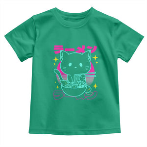 Kawaii Ramen Cat Toddler T Shirt Retro Japanese Noodles Lover Anime Aesthetic TS02 Irish Green Print Your Wear