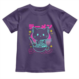 Kawaii Ramen Cat Toddler T Shirt Retro Japanese Noodles Lover Anime Aesthetic TS02 Purple Print Your Wear
