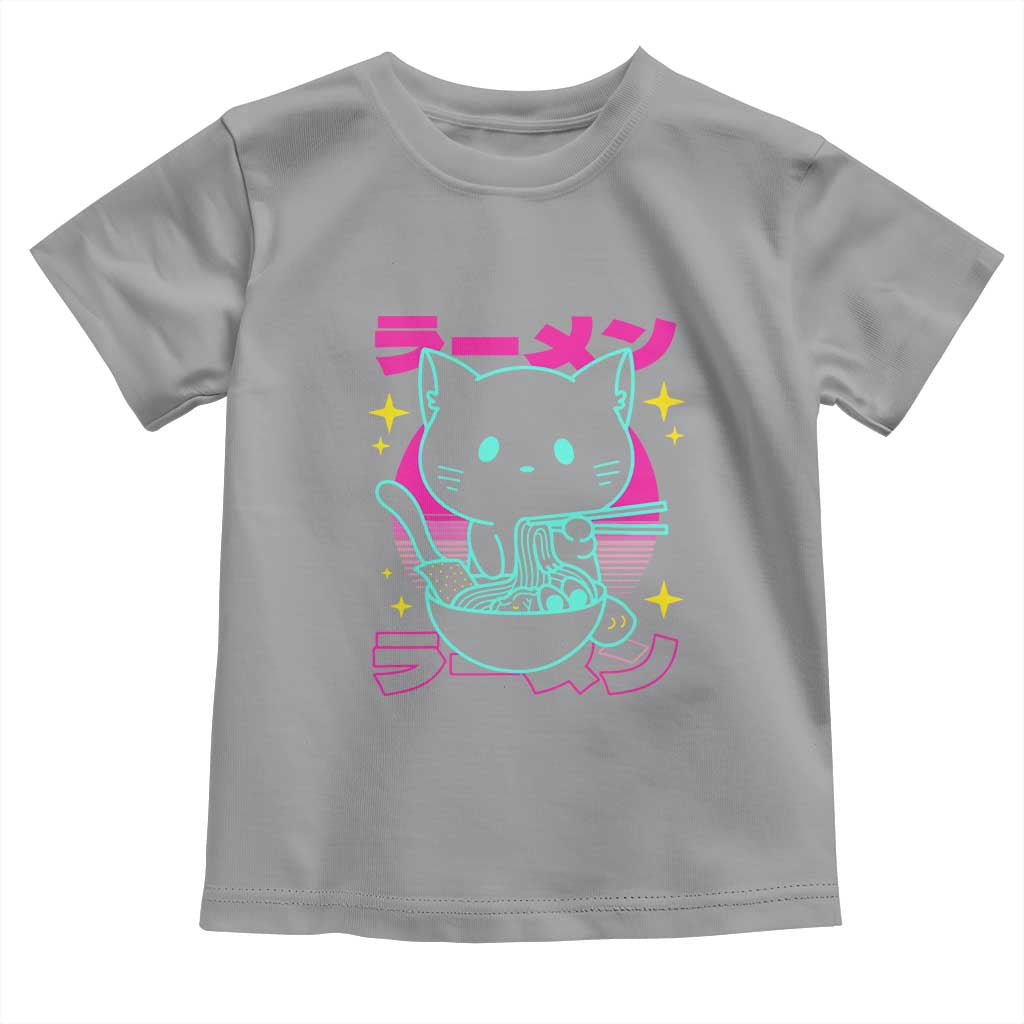 Kawaii Ramen Cat Toddler T Shirt Retro Japanese Noodles Lover Anime Aesthetic TS02 Sport Gray Print Your Wear