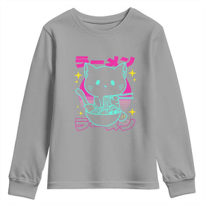 Kawaii Ramen Cat Youth Sweatshirt Retro Japanese Noodles Lover Anime Aesthetic TS02 Sport Gray Print Your Wear