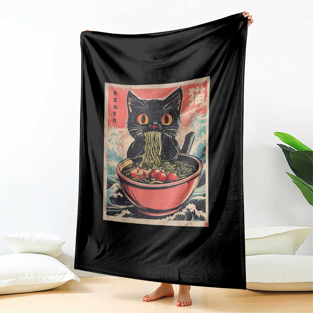 Cat Ramen Japanese Inspo Graphic Throw Blanket Funny Kawaii Cat Anime Gifts TS02 Print Your Wear