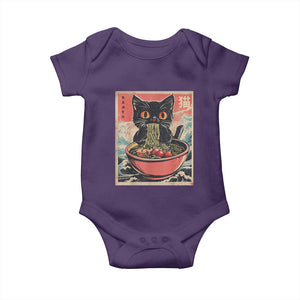 Cat Ramen Japanese Inspo Graphic Baby Onesie Funny Kawaii Cat Anime Gifts TS02 Purple Print Your Wear