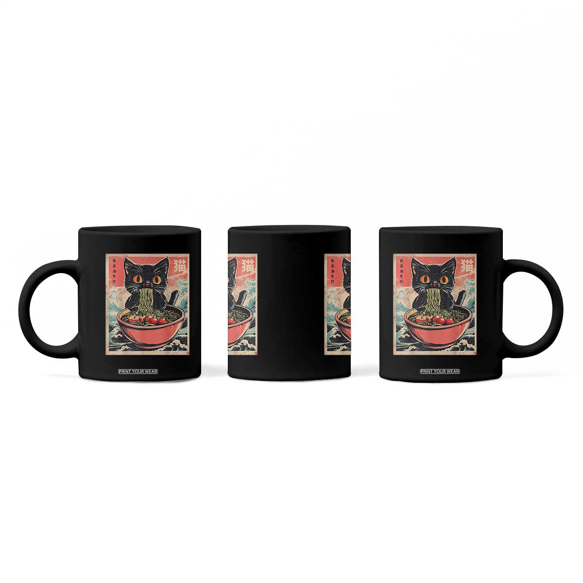 Cat Ramen Japanese Inspo Graphic Coffee Mug Funny Kawaii Cat Anime Gifts TS02 Print Your Wear