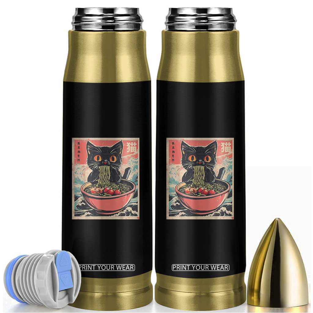 Cat Ramen Japanese Inspo Graphic Bullet Tumbler Funny Kawaii Cat Anime Gifts TS02 Black Print Your Wear