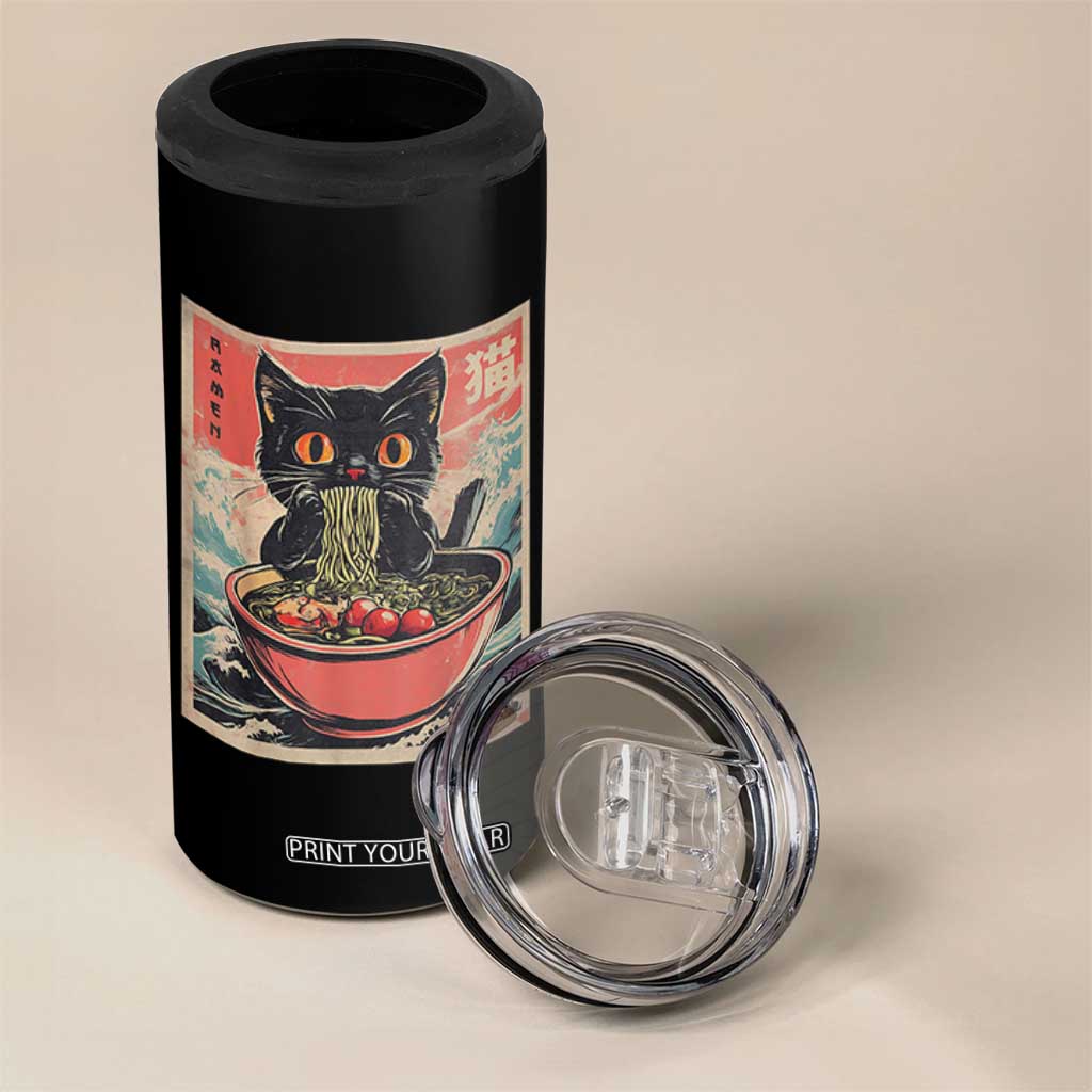 Cat Ramen Japanese Inspo Graphic 4 in 1 Can Cooler Tumbler Funny Kawaii Cat Anime Gifts TS02 Print Your Wear