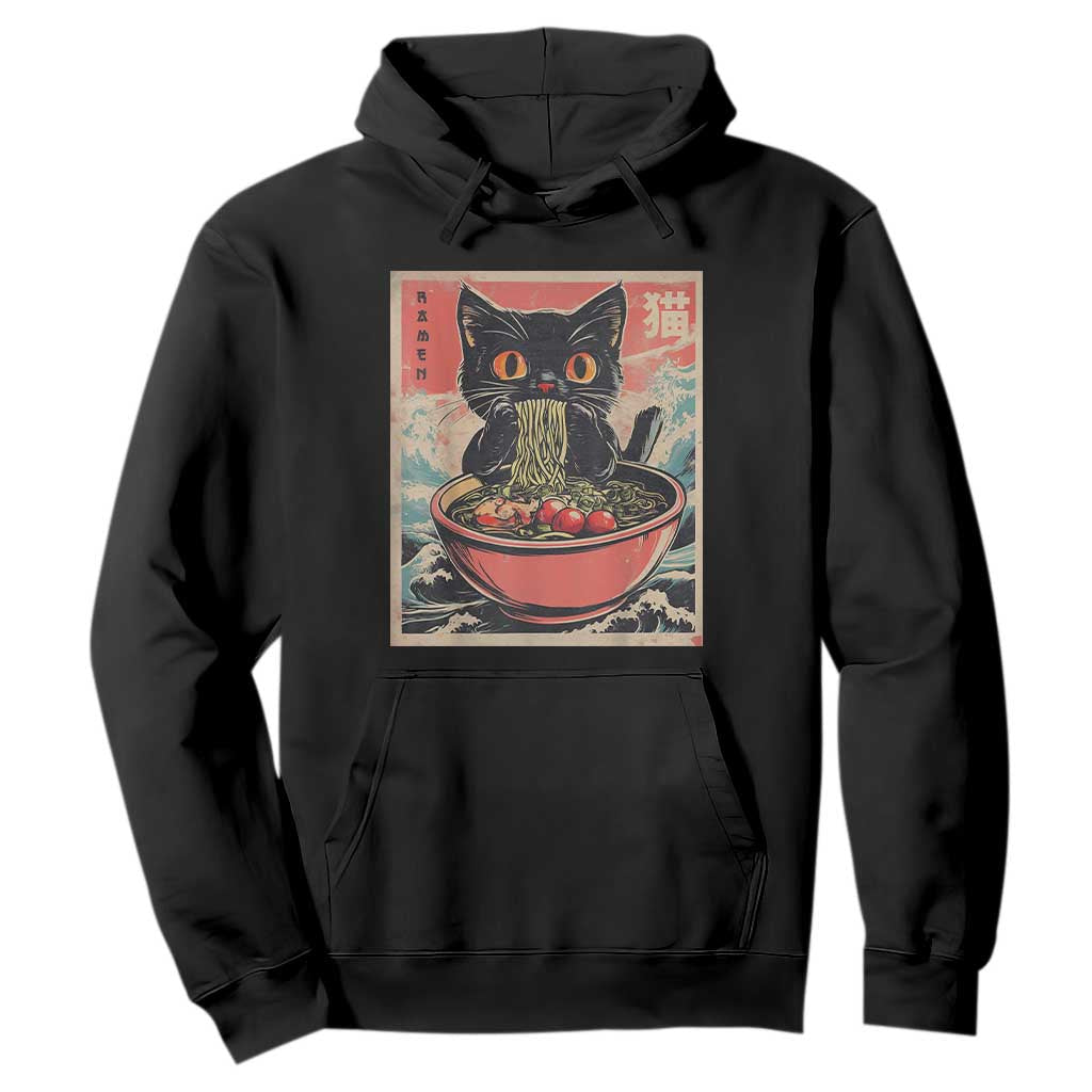 Cat Ramen Japanese Inspo Graphic Hoodie Funny Kawaii Cat Anime Gifts TS02 Black Print Your Wear