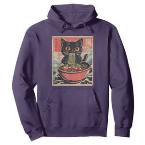 Cat Ramen Japanese Inspo Graphic Hoodie Funny Kawaii Cat Anime Gifts TS02 Purple Print Your Wear