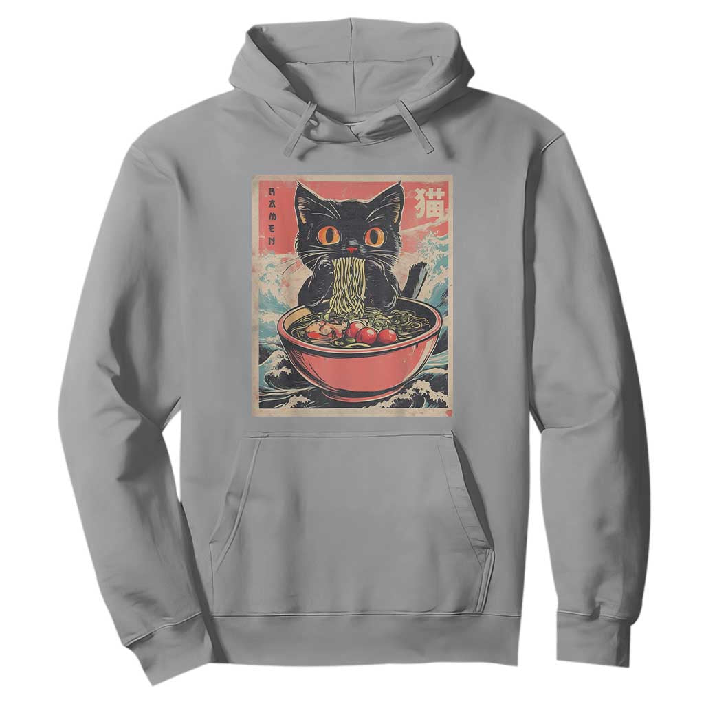 Cat Ramen Japanese Inspo Graphic Hoodie Funny Kawaii Cat Anime Gifts TS02 Sport Gray Print Your Wear