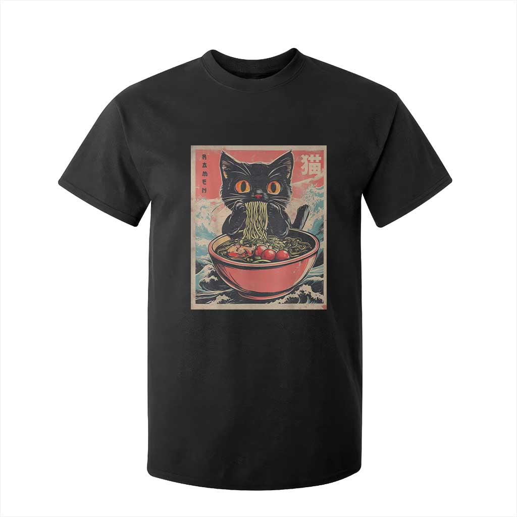 Cat Ramen Japanese Inspo Graphic T Shirt For Kid Funny Kawaii Cat Anime Gifts TS02 Black Print Your Wear