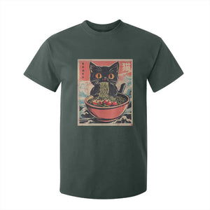 Cat Ramen Japanese Inspo Graphic T Shirt For Kid Funny Kawaii Cat Anime Gifts TS02 Dark Forest Green Print Your Wear