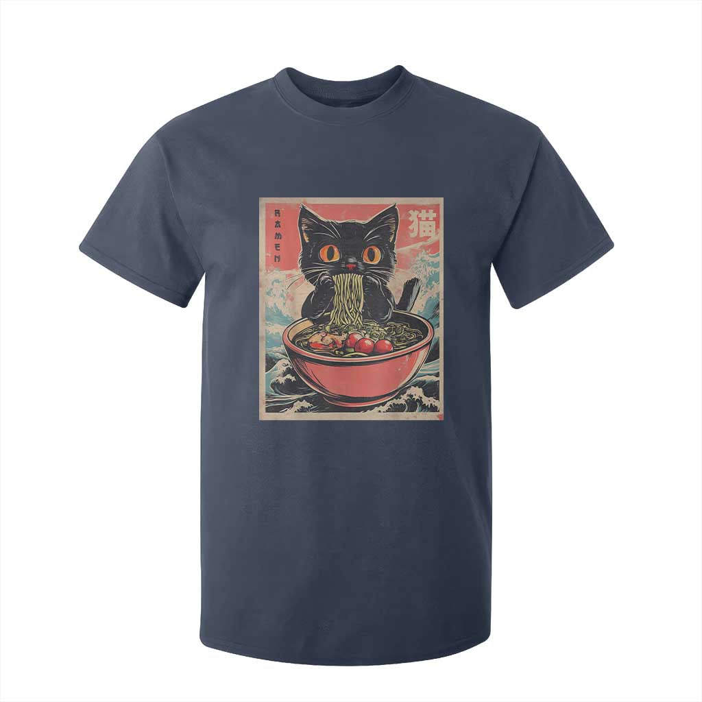 Cat Ramen Japanese Inspo Graphic T Shirt For Kid Funny Kawaii Cat Anime Gifts TS02 Navy Print Your Wear