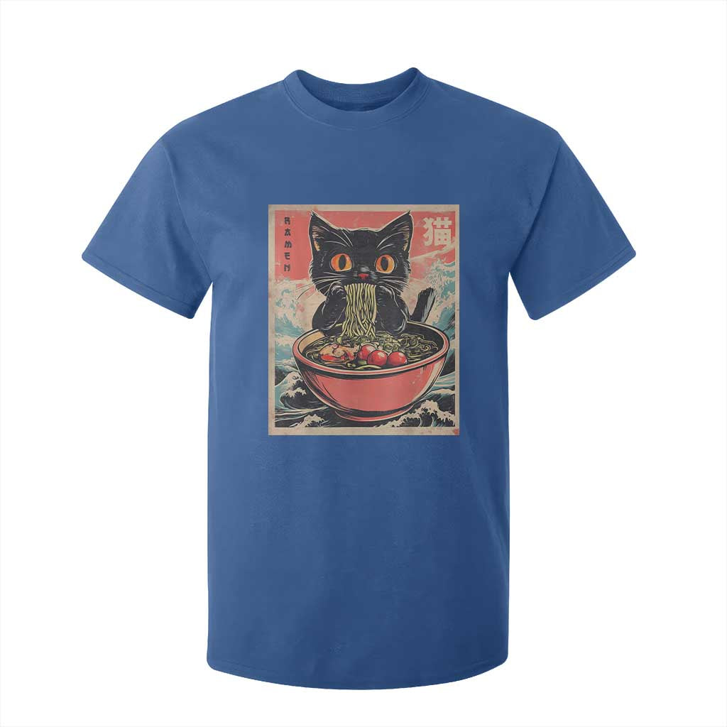 Cat Ramen Japanese Inspo Graphic T Shirt For Kid Funny Kawaii Cat Anime Gifts TS02 Royal Blue Print Your Wear