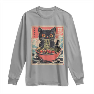 Cat Ramen Japanese Inspo Graphic Long Sleeve Shirt Funny Kawaii Cat Anime Gifts TS02 Sport Gray Print Your Wear