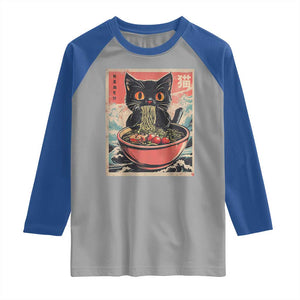 Cat Ramen Japanese Inspo Graphic Raglan Shirt Funny Kawaii Cat Anime Gifts TS02 Sport Gray Royal Print Your Wear