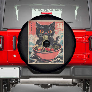 Cat Ramen Japanese Inspo Graphic Spare Tire Cover Funny Kawaii Cat Anime Gifts TS02 Black Print Your Wear