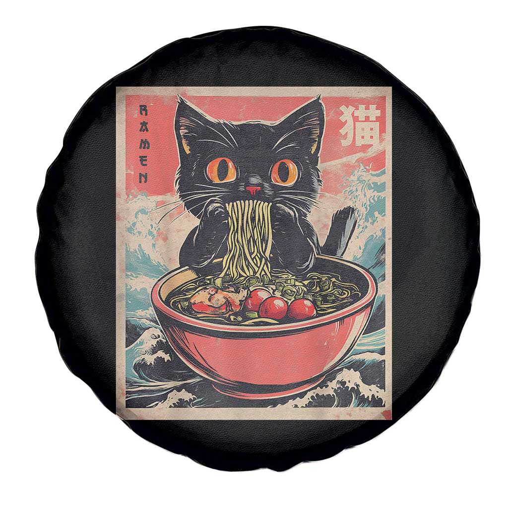 Cat Ramen Japanese Inspo Graphic Spare Tire Cover Funny Kawaii Cat Anime Gifts TS02 Print Your Wear