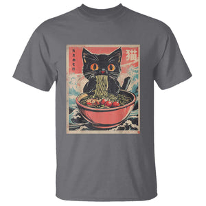 Cat Ramen Japanese Inspo Graphic T Shirt Funny Kawaii Cat Anime Gifts TS02 Charcoal Print Your Wear