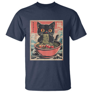 Cat Ramen Japanese Inspo Graphic T Shirt Funny Kawaii Cat Anime Gifts TS02 Navy Print Your Wear
