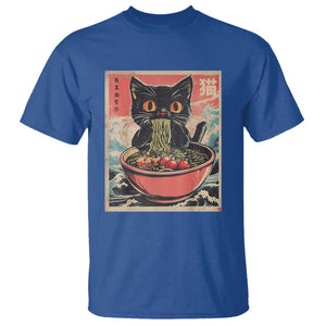 Cat Ramen Japanese Inspo Graphic T Shirt Funny Kawaii Cat Anime Gifts TS02 Royal Blue Print Your Wear