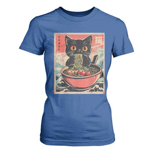 Cat Ramen Japanese Inspo Graphic T Shirt For Women Funny Kawaii Cat Anime Gifts TS02 Royal Blue Print Your Wear