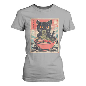 Cat Ramen Japanese Inspo Graphic T Shirt For Women Funny Kawaii Cat Anime Gifts TS02 Sport Gray Print Your Wear