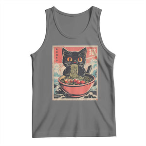 Cat Ramen Japanese Inspo Graphic Tank Top Funny Kawaii Cat Anime Gifts TS02 Black Heather Print Your Wear
