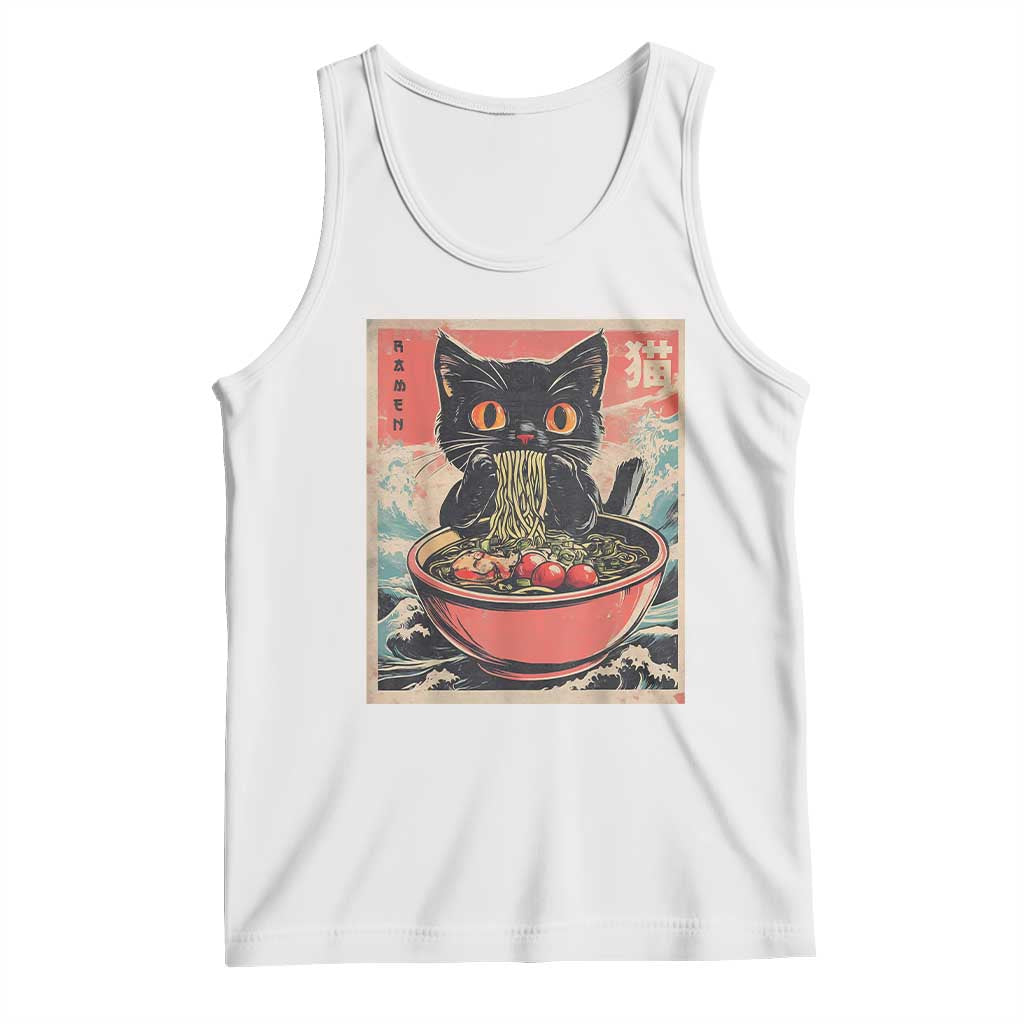 Cat Ramen Japanese Inspo Graphic Tank Top Funny Kawaii Cat Anime Gifts TS02 White Print Your Wear