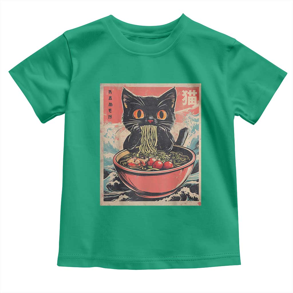 Cat Ramen Japanese Inspo Graphic Toddler T Shirt Funny Kawaii Cat Anime Gifts TS02 Irish Green Print Your Wear