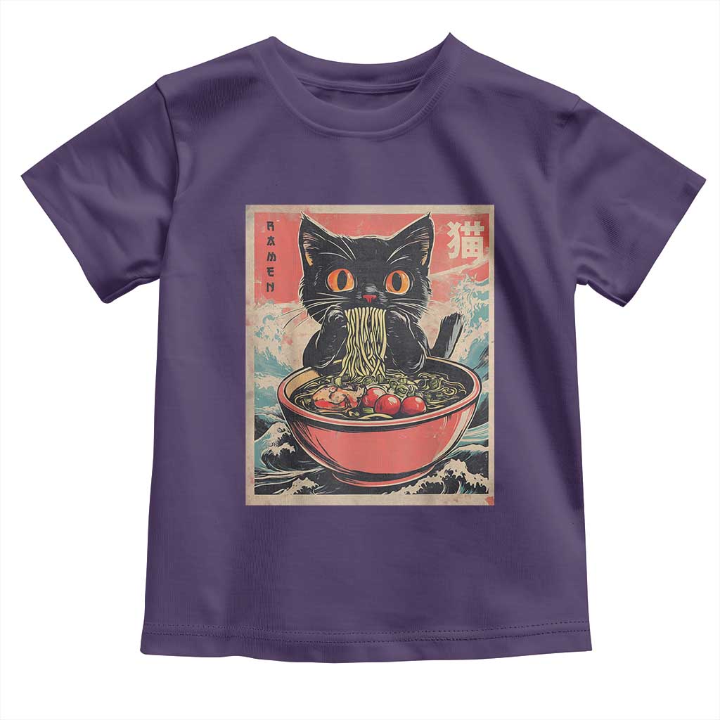 Cat Ramen Japanese Inspo Graphic Toddler T Shirt Funny Kawaii Cat Anime Gifts TS02 Purple Print Your Wear