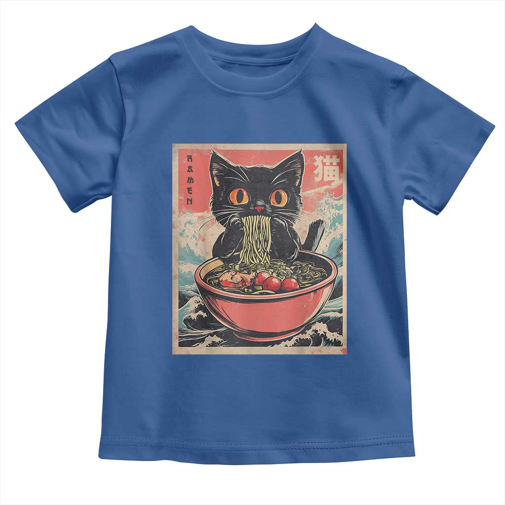 Cat Ramen Japanese Inspo Graphic Toddler T Shirt Funny Kawaii Cat Anime Gifts TS02 Royal Blue Print Your Wear