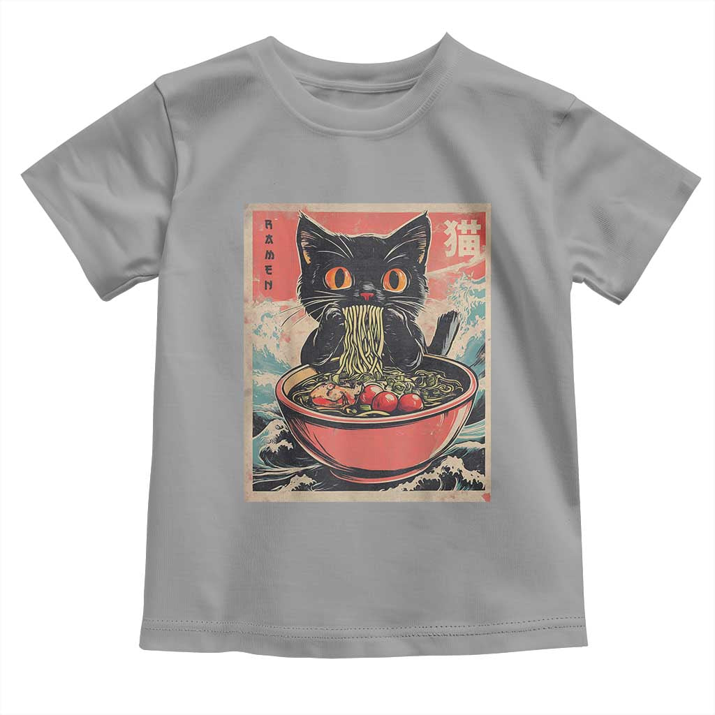 Cat Ramen Japanese Inspo Graphic Toddler T Shirt Funny Kawaii Cat Anime Gifts TS02 Sport Gray Print Your Wear