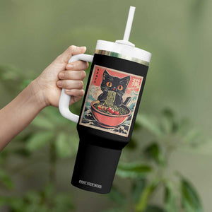 Cat Ramen Japanese Inspo Graphic Tumbler With Handle Funny Kawaii Cat Anime Gifts TS02 Print Your Wear