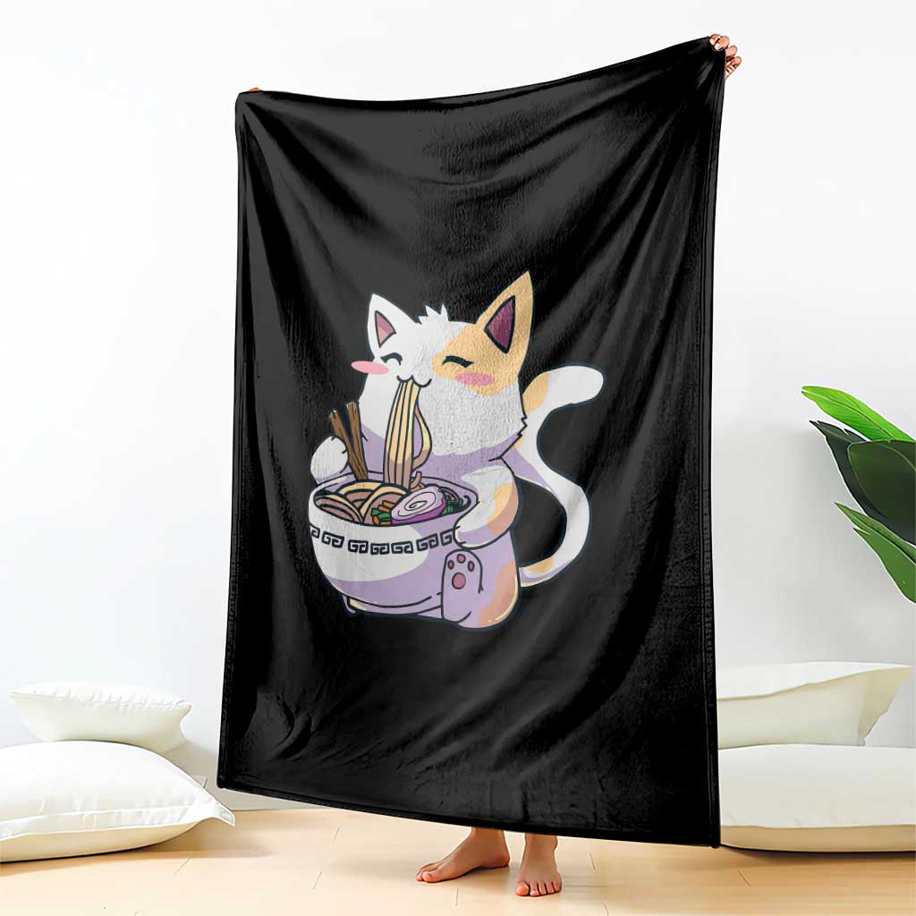 Ramen Cat Kawaii Throw Blanket Anime Japanese Neko Cute Graphic TS02 Print Your Wear