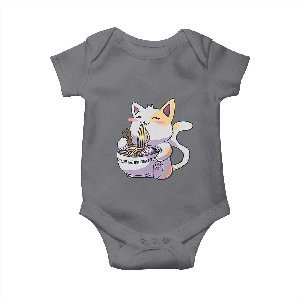 Ramen Cat Kawaii Baby Onesie Anime Japanese Neko Cute Graphic TS02 Charcoal Print Your Wear