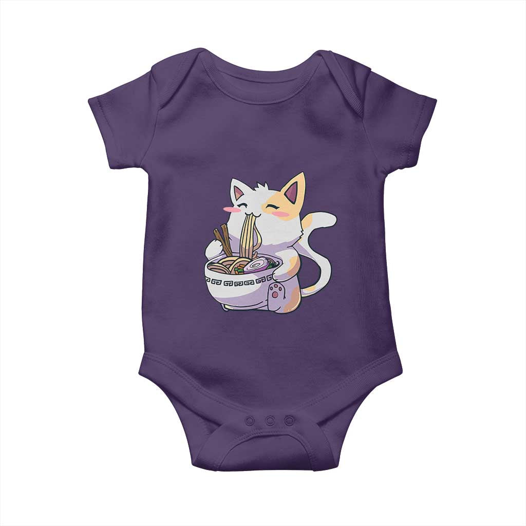 Ramen Cat Kawaii Baby Onesie Anime Japanese Neko Cute Graphic TS02 Purple Print Your Wear